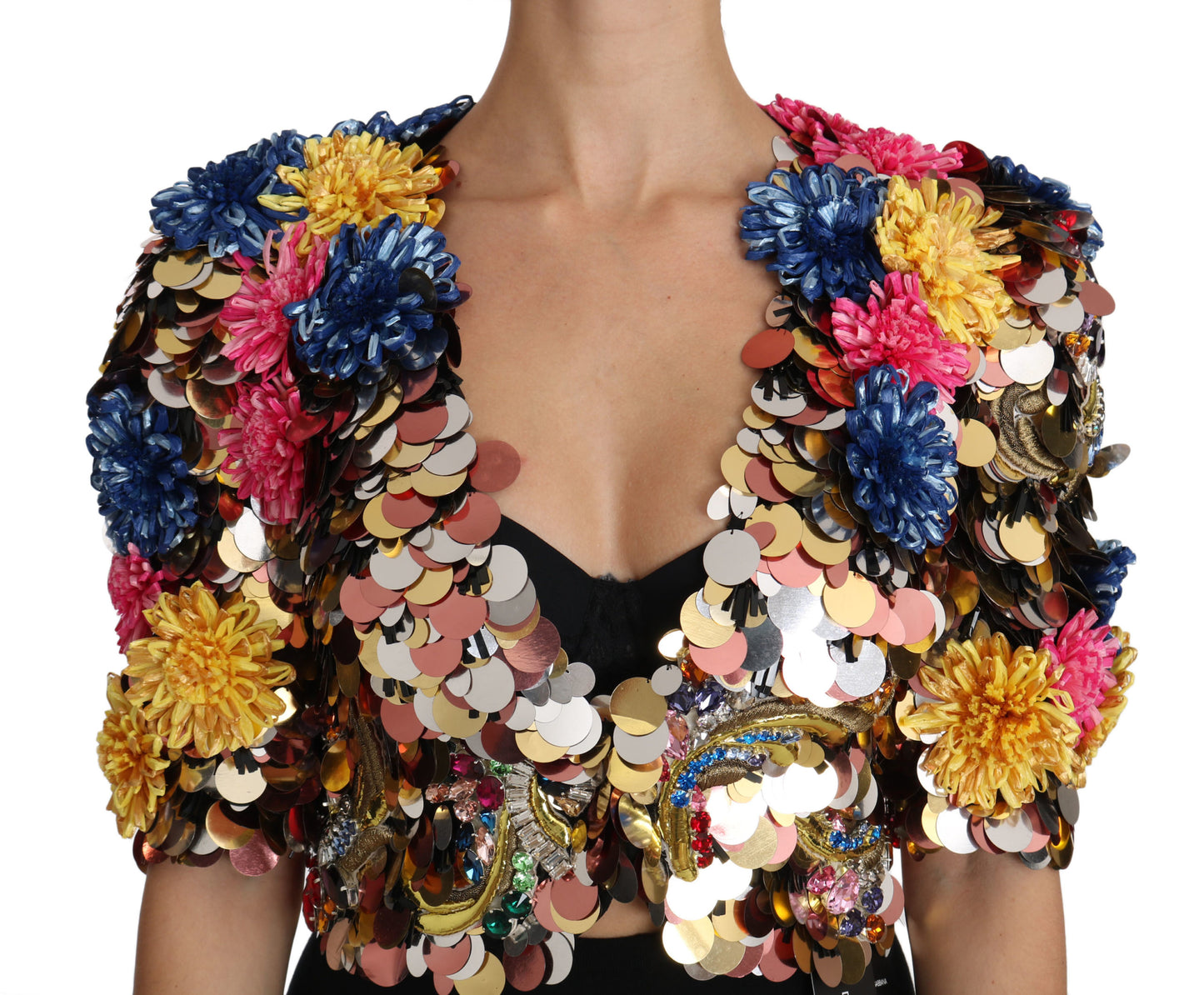 Коротка куртка Dolce &amp; Gabbana Enchanted Sicily, прикрашена кристалами