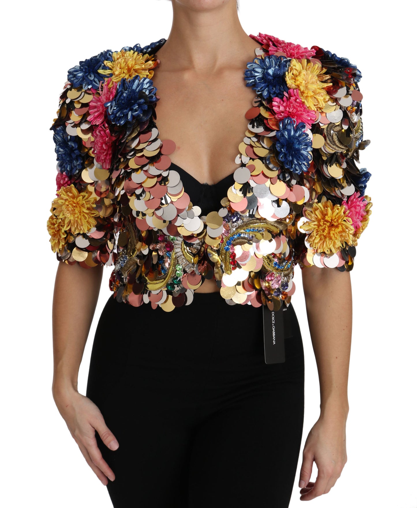 Коротка куртка Dolce &amp; Gabbana Enchanted Sicily, прикрашена кристалами