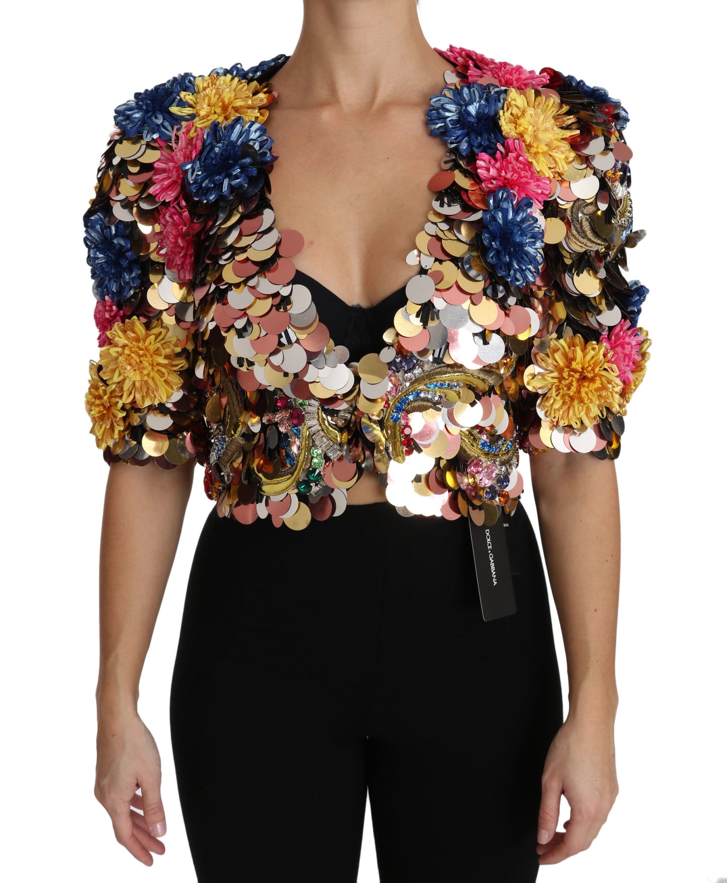 Коротка куртка Dolce &amp; Gabbana Enchanted Sicily, прикрашена кристалами