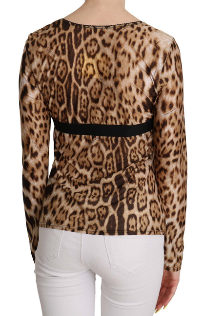 Елегантний леопардовий топ з довгим рукавом Roberto Cavalli