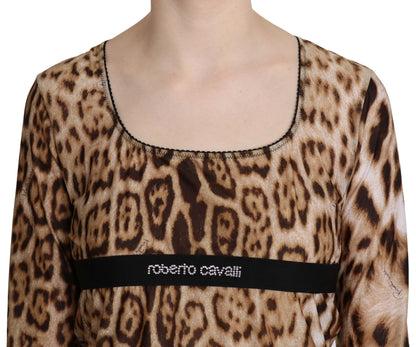 Елегантний леопардовий топ з довгим рукавом Roberto Cavalli