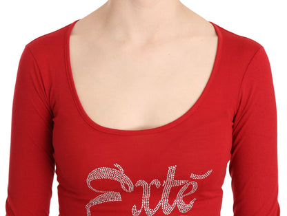 Топ з довгими рукавами Exte Red Crystal Embellished