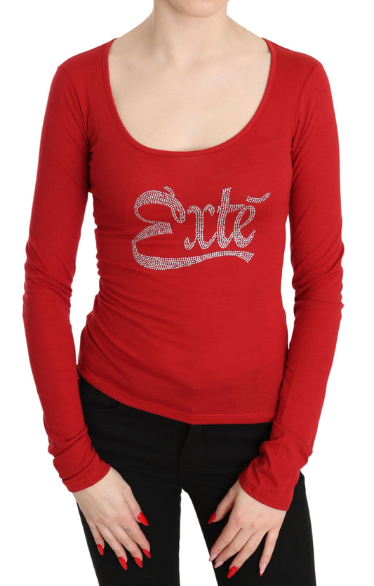 Топ з довгими рукавами Exte Red Crystal Embellished