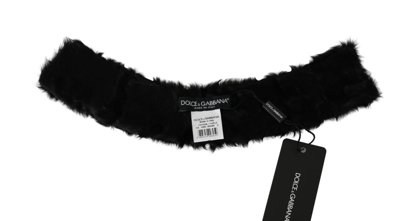 Елегантний чорний шарф з овечої шкіри Dolce &amp; Gabbana