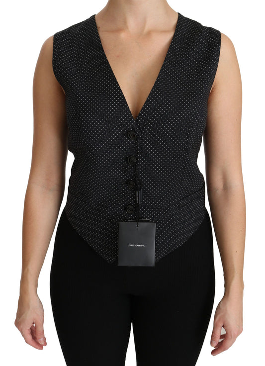 Жилет без рукавів Dolce &amp; Gabbana Chic Black із суміші вовни