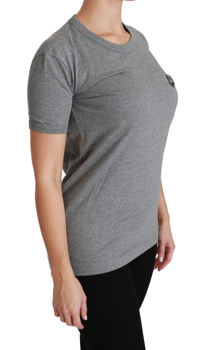 Футболка Dolce &amp; Gabbana Chic Grey Amore Patch Crewneck