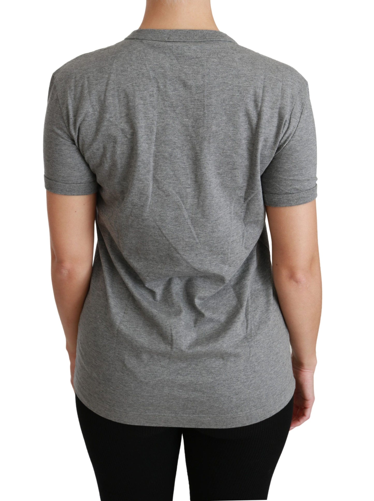 Футболка Dolce &amp; Gabbana Chic Grey Amore Patch Crewneck
