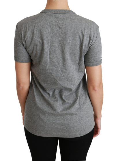 Футболка Dolce &amp; Gabbana Chic Grey Amore Patch Crewneck