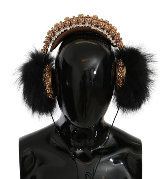 Навушники Dolce &amp; Gabbana Gold Black Crystal Embellished