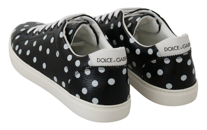 Чорні шкіряні кросівки Dolce &amp; Gabbana в горошок