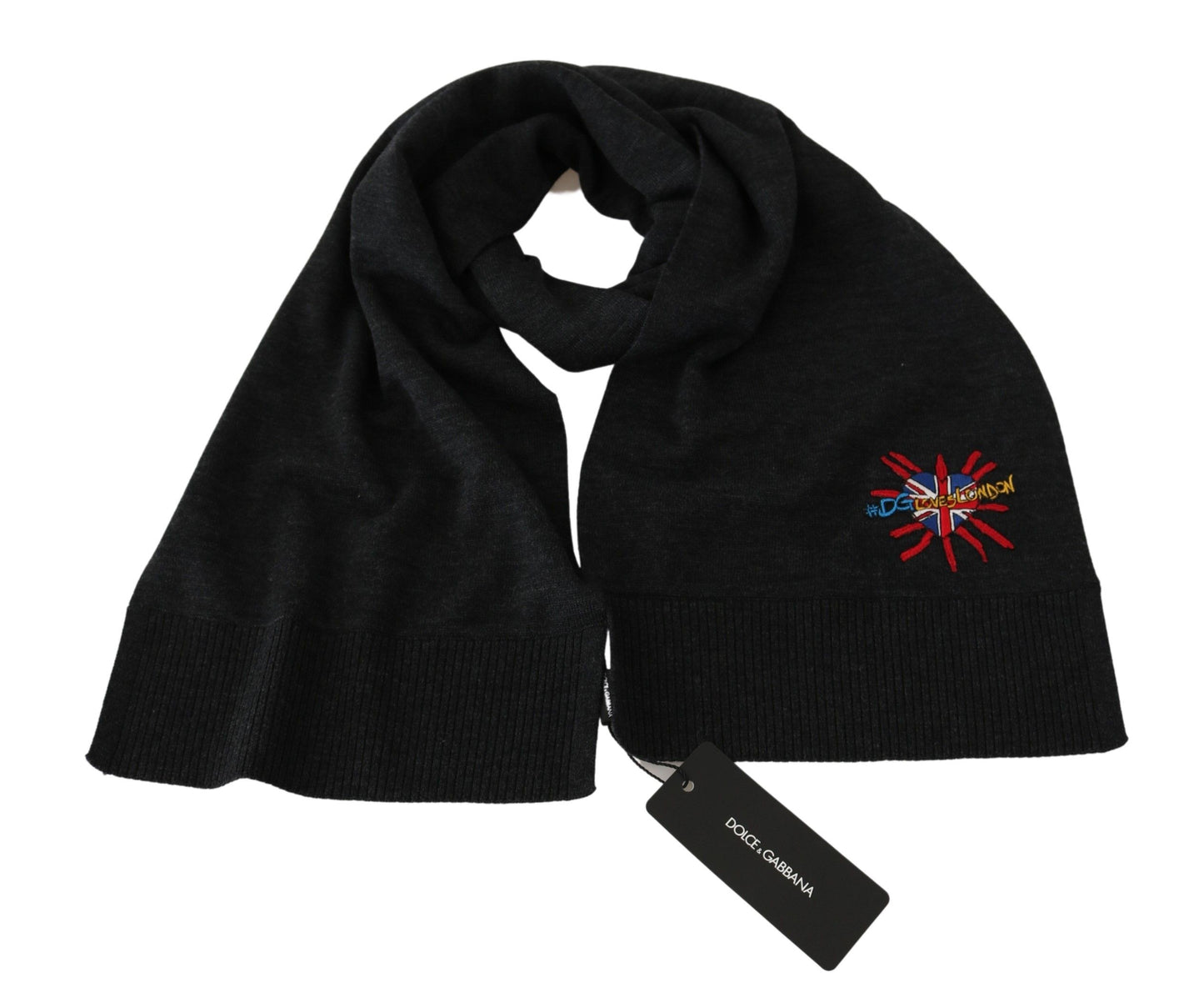 Чоловічий шарф Dolce &amp; Gabbana Elegant Virgin Wool з вишивкою