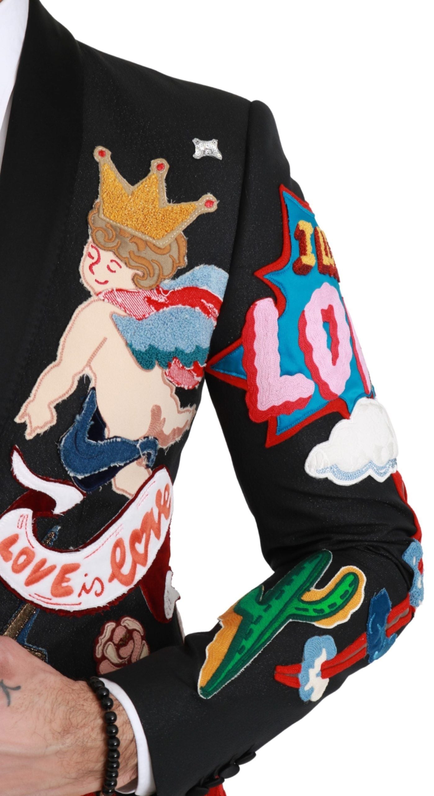Приталений піджак Dolce &amp; Gabbana Chic Black Multicolor Motif