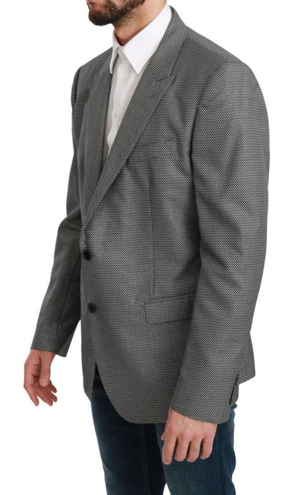 Приталений піджак Dolce &amp; Gabbana Elegant Grey Fantasy Pattern