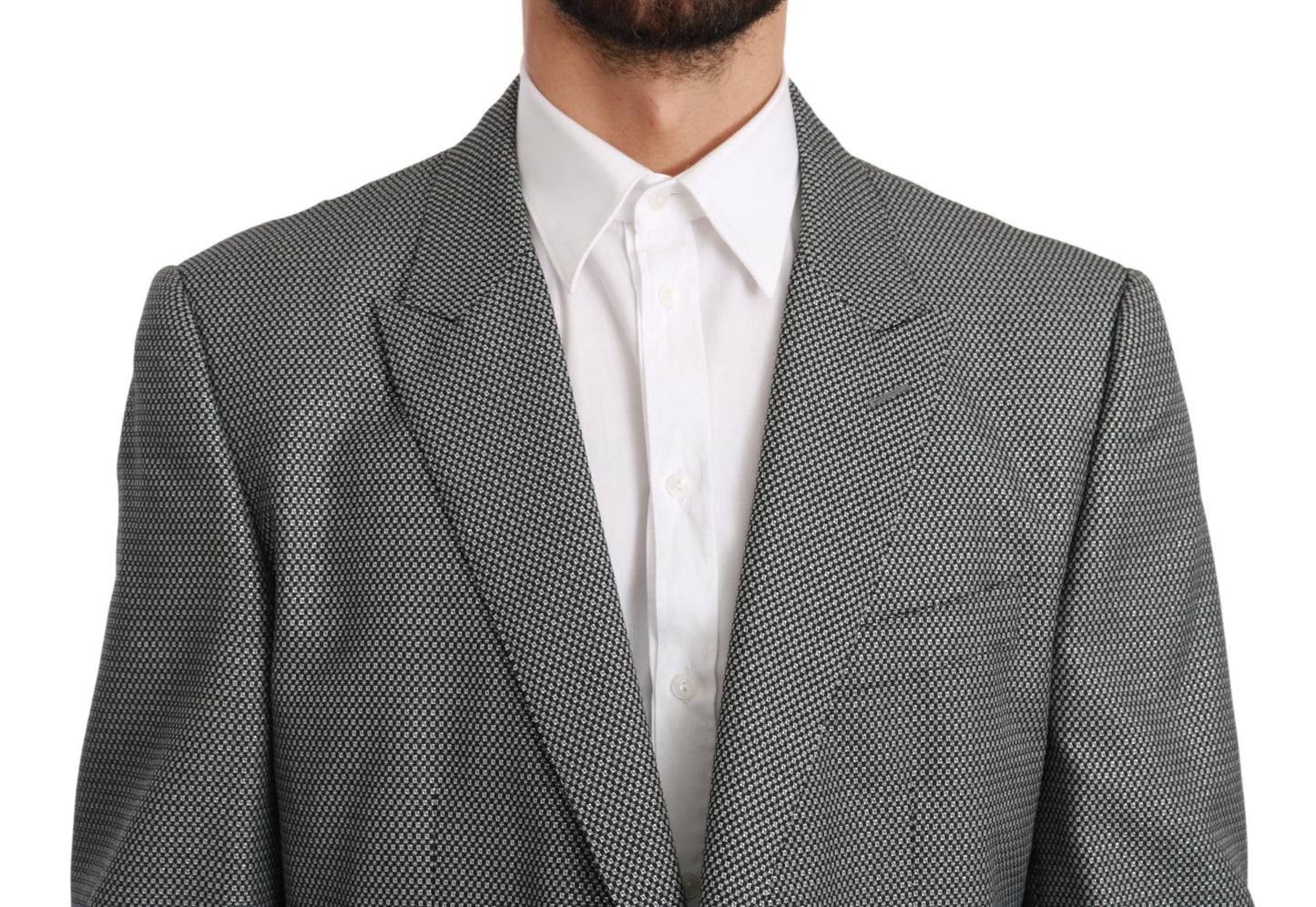 Приталений піджак Dolce &amp; Gabbana Elegant Grey Fantasy Pattern
