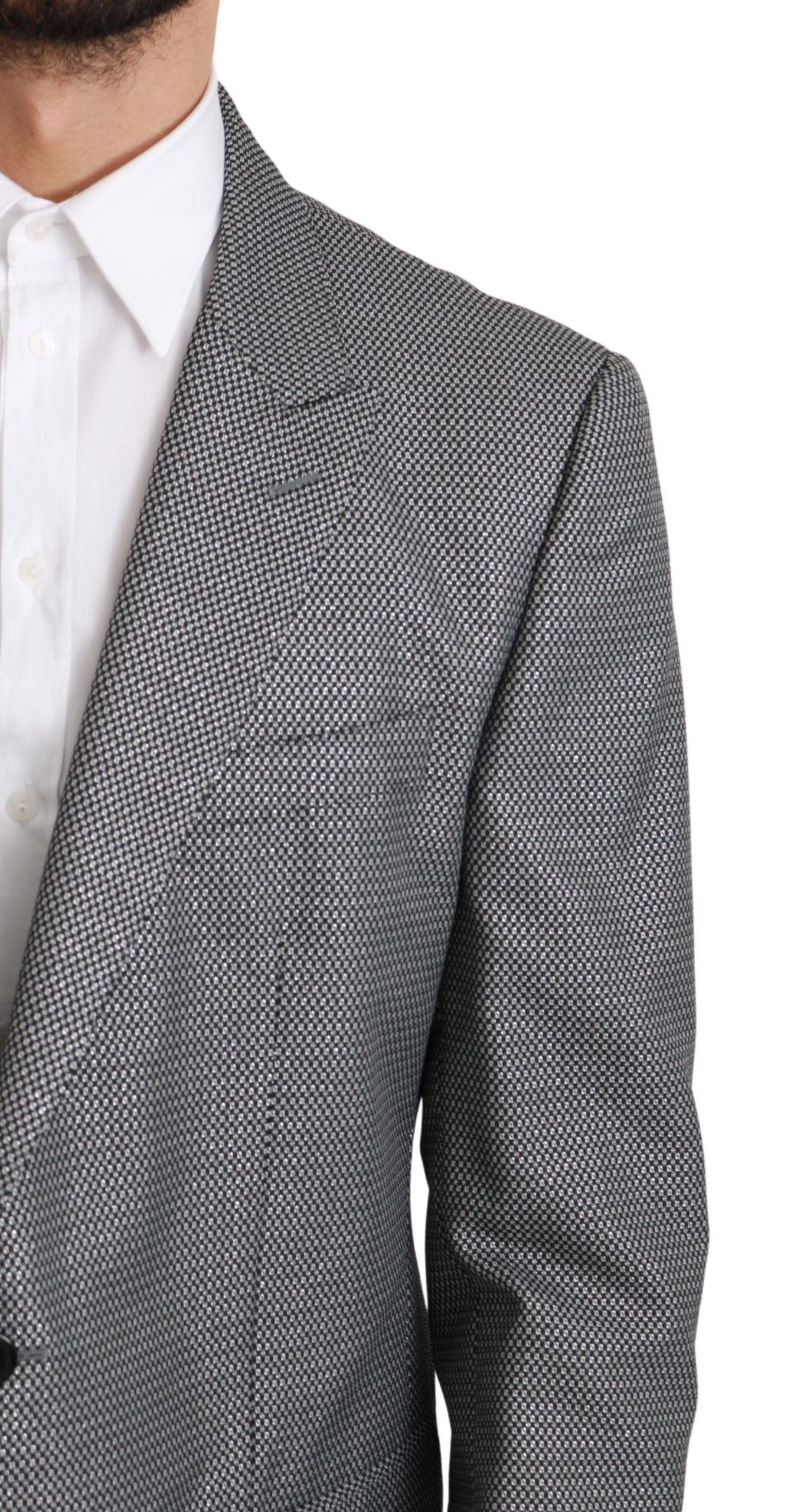 Приталений піджак Dolce &amp; Gabbana Elegant Grey Fantasy Pattern