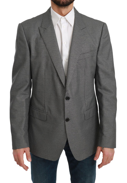 Приталений піджак Dolce &amp; Gabbana Elegant Grey Fantasy Pattern