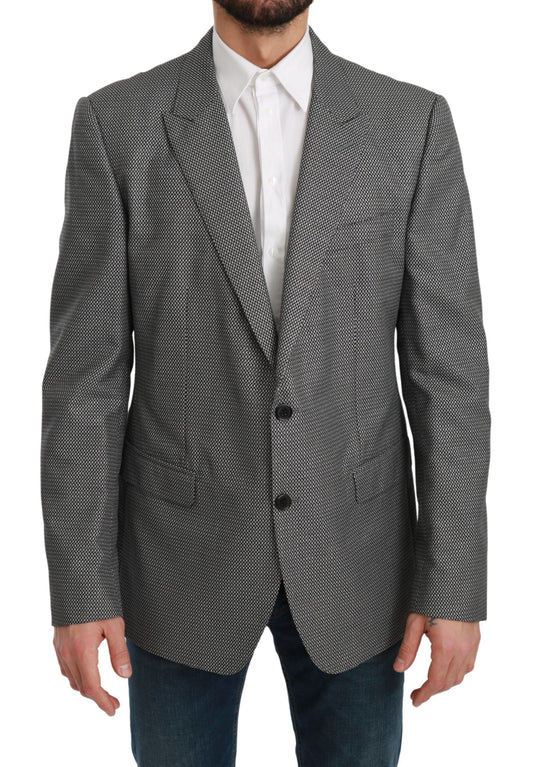 Приталений піджак Dolce &amp; Gabbana Elegant Grey Fantasy Pattern