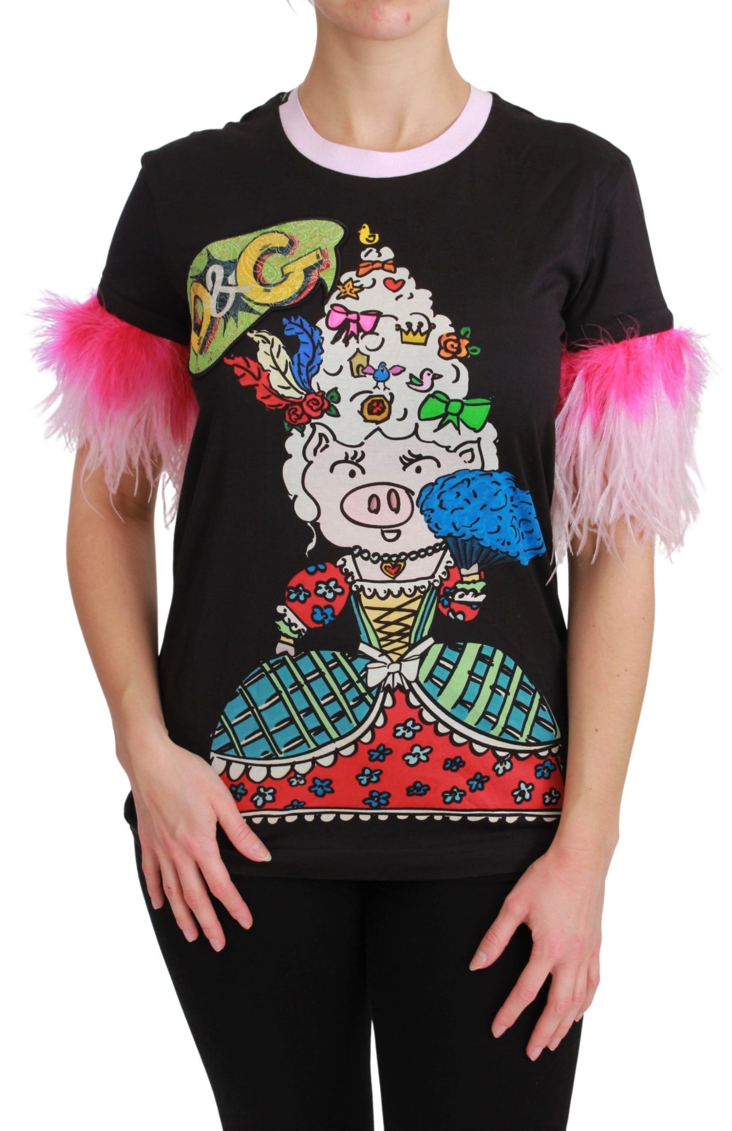 Шикарна футболка Dolce &amp; Gabbana з круглим вирізом і мотивом року свині