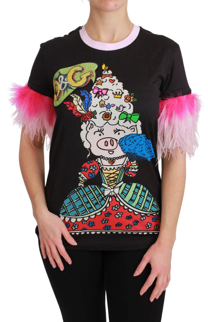 Шикарна футболка Dolce &amp; Gabbana з круглим вирізом і мотивом року свині