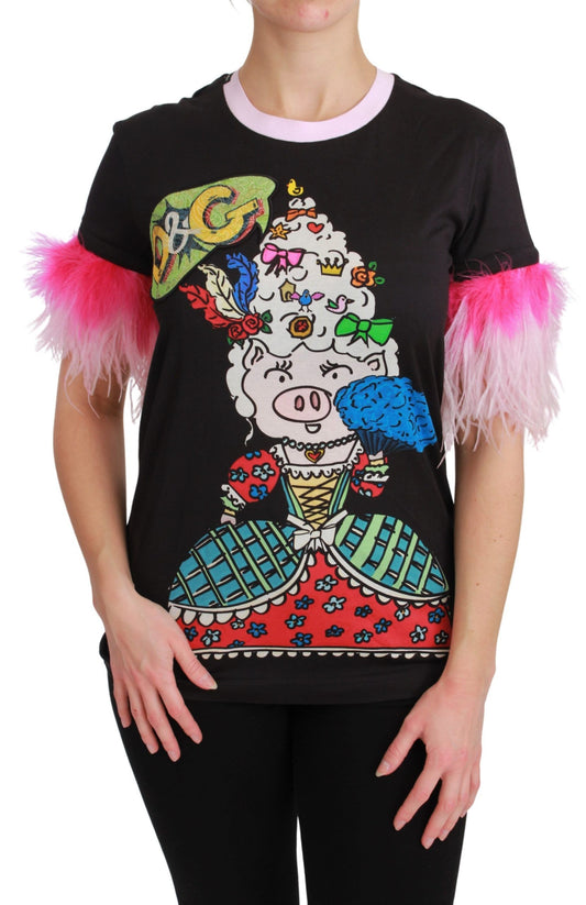 Шикарна футболка Dolce &amp; Gabbana з круглим вирізом і мотивом року свині