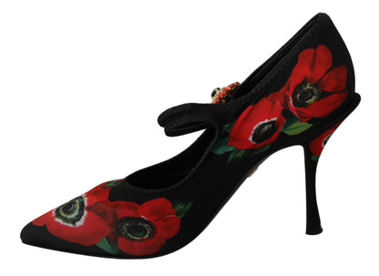 Квіткові туфлі Dolce &amp; Gabbana Mary Janes із кришталевими деталями