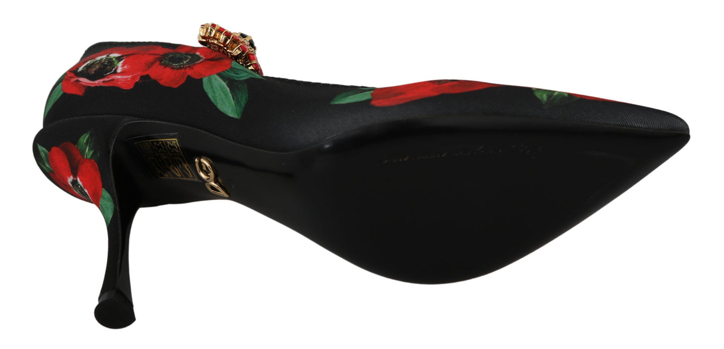 Квіткові туфлі Dolce &amp; Gabbana Mary Janes із кришталевими деталями