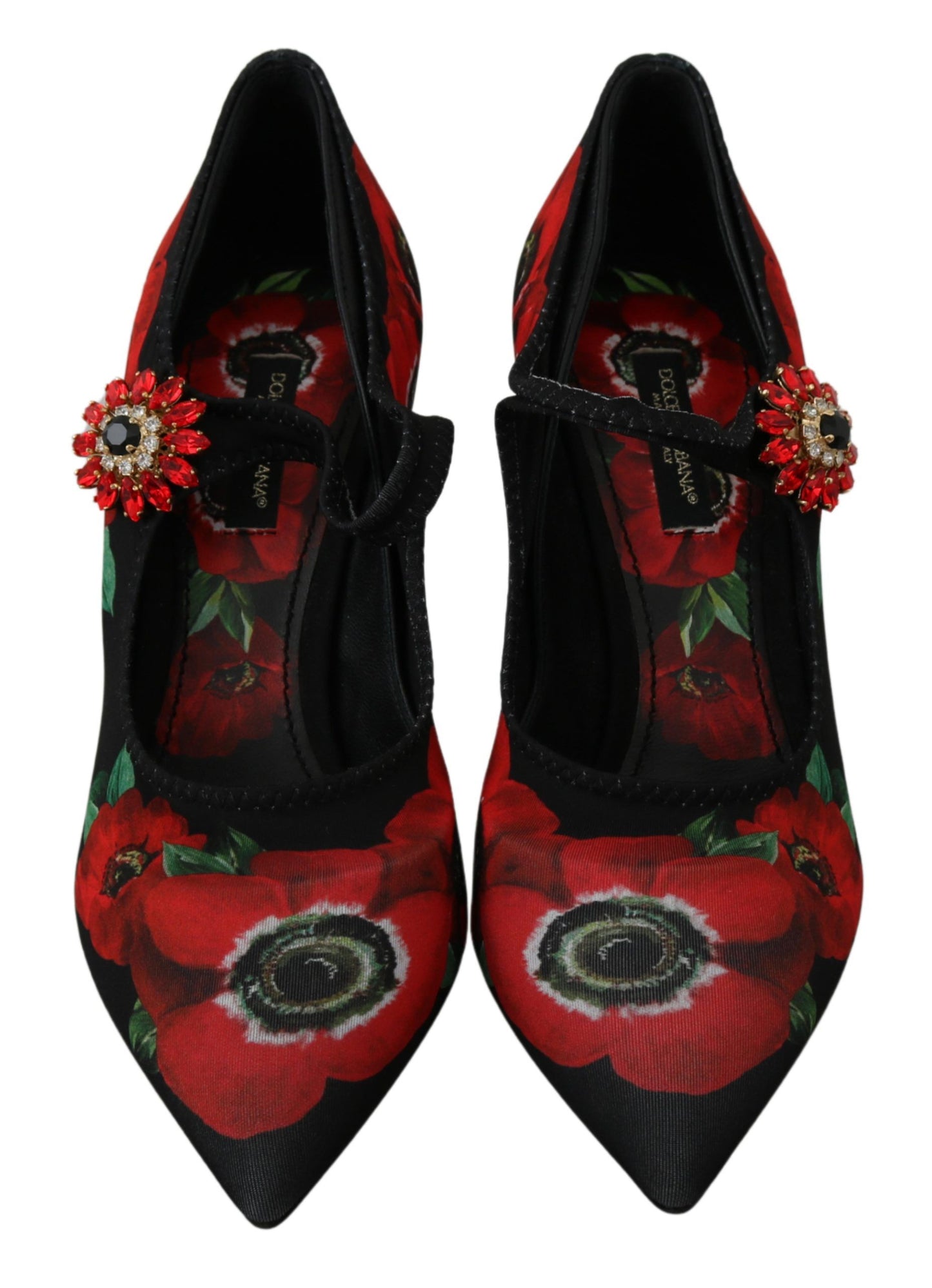 Квіткові туфлі Dolce &amp; Gabbana Mary Janes із кришталевими деталями