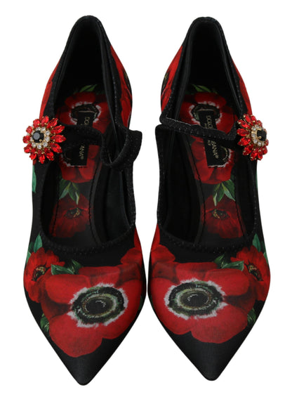 Квіткові туфлі Dolce &amp; Gabbana Mary Janes із кришталевими деталями