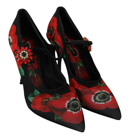 Квіткові туфлі Dolce &amp; Gabbana Mary Janes із кришталевими деталями