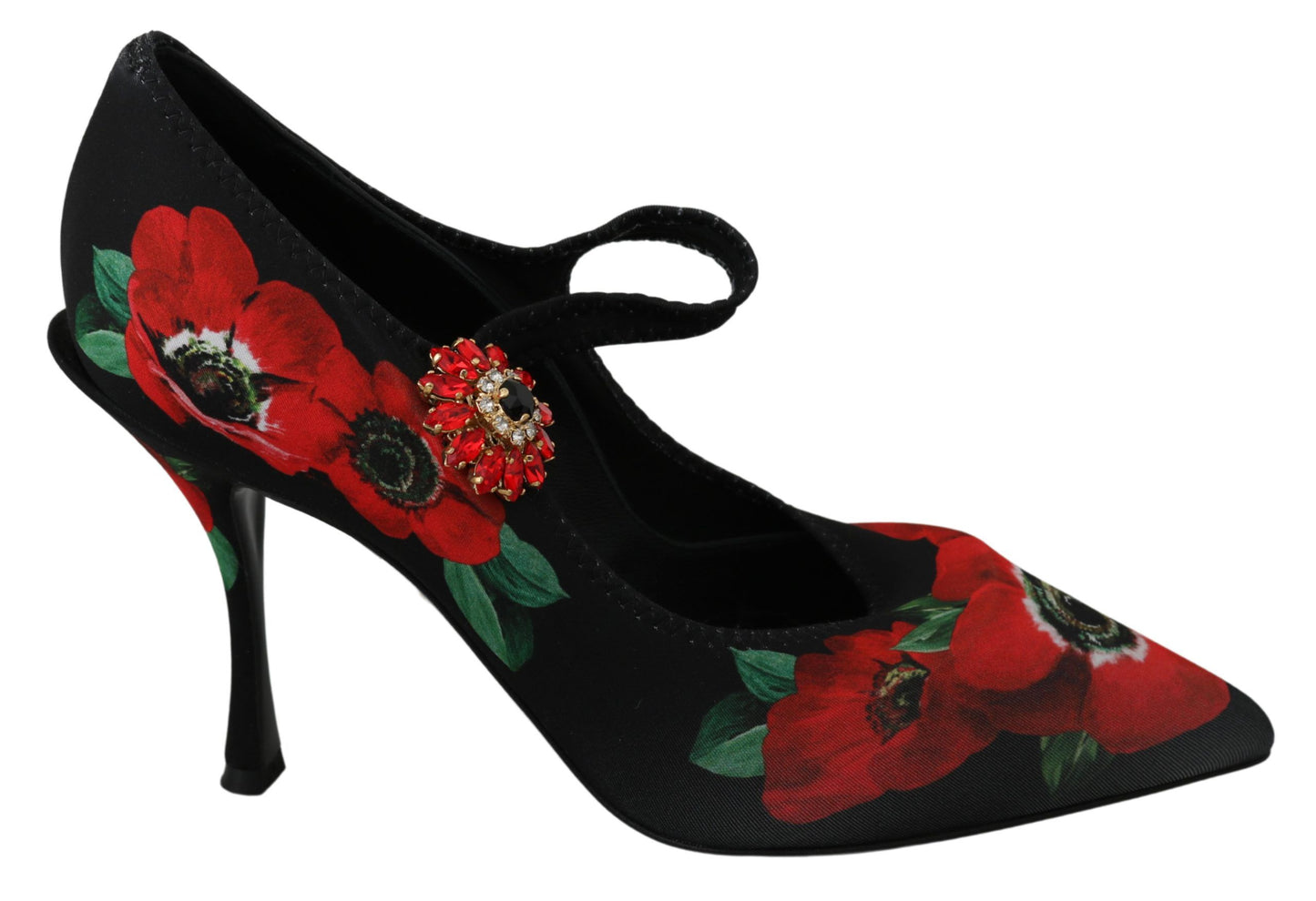 Квіткові туфлі Dolce &amp; Gabbana Mary Janes із кришталевими деталями