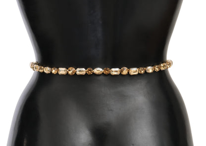 Шкіряний ремінь Dolce &amp; Gabbana Champagna Crystal Embellished