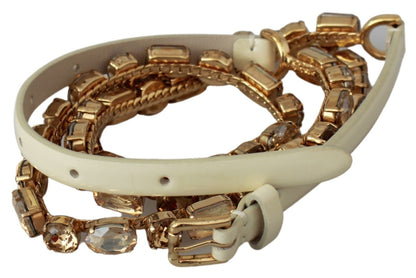 Шкіряний ремінь Dolce &amp; Gabbana Champagna Crystal Embellished