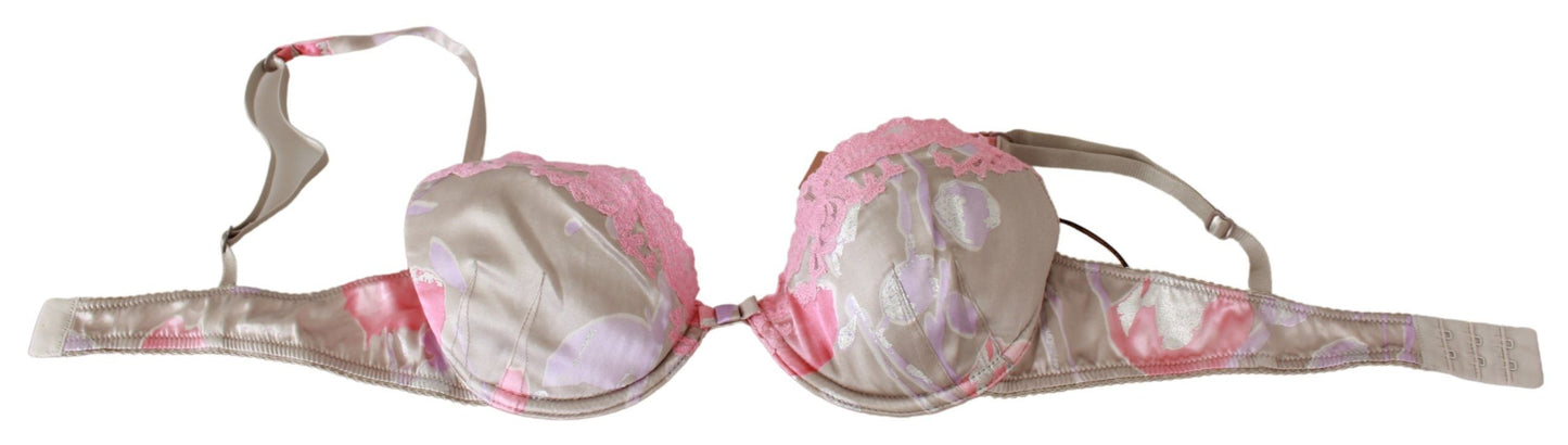 Ermanno Scervino Chic Pink Lace Silk Blend Bra Push Up