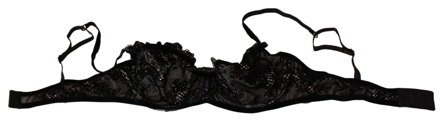 Бюстгальтер Ermanno Scervino Sleek Black Mesh Balconcino