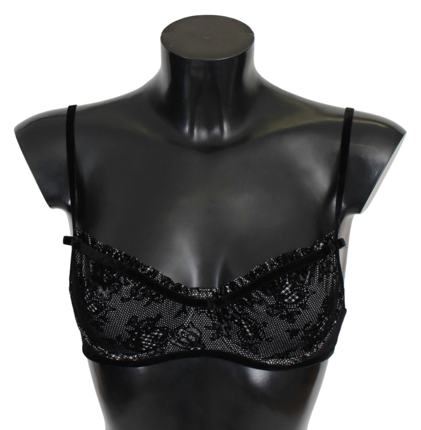 Бюстгальтер Ermanno Scervino Sleek Black Mesh Balconcino