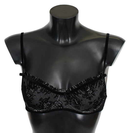 Бюстгальтер Ermanno Scervino Sleek Black Mesh Balconcino