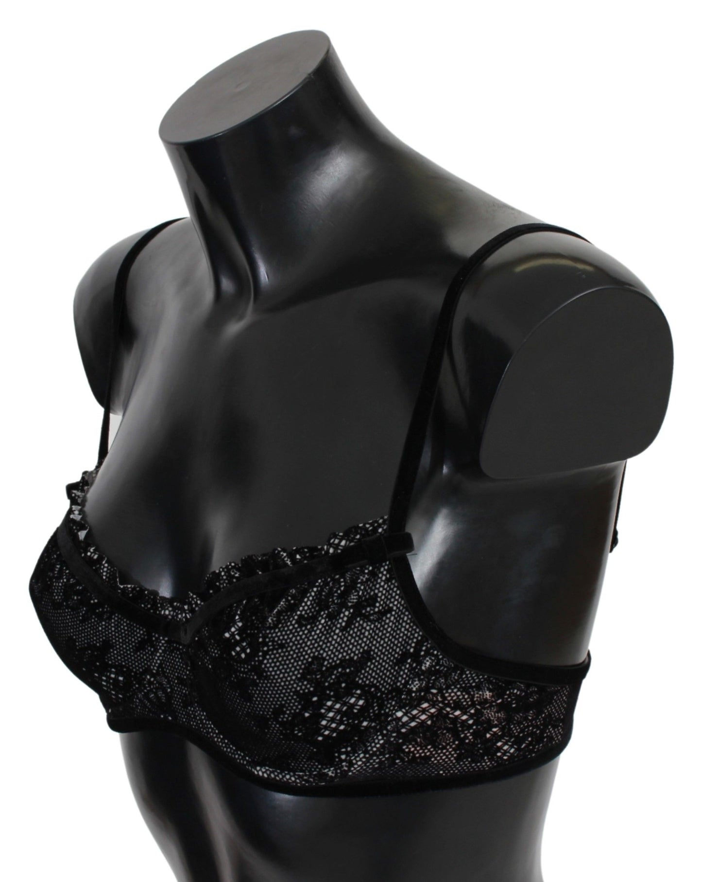 Бюстгальтер Ermanno Scervino Sleek Black Mesh Balconcino