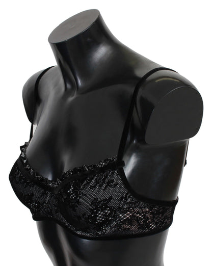 Бюстгальтер Ermanno Scervino Sleek Black Mesh Balconcino