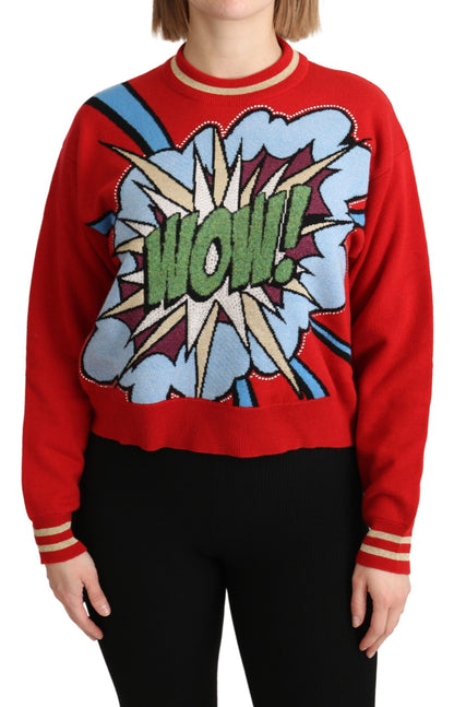 Кашеміровий светр Dolce &amp; Gabbana Radiant Red Cartoon Motive