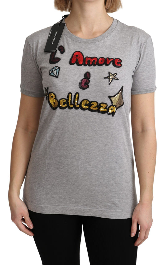 Бавовняна футболка Dolce &amp; Gabbana з паєтками