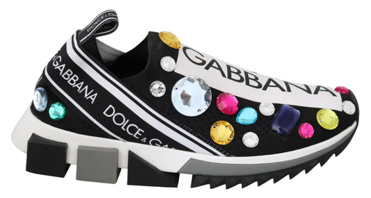 Чорні низькі кросівки Dolce &amp; Gabbana, прикрашені кристалами