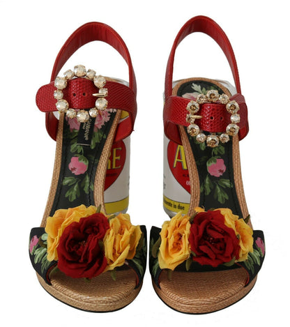 Багатобарвні босоніжки Dolce &amp; Gabbana, прикрашені квітковим кристалом