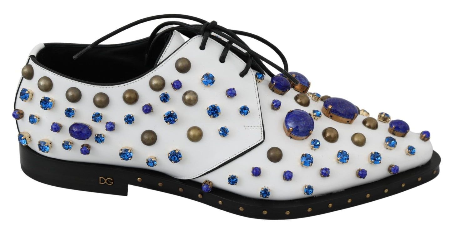 Елегантні білі шкіряні туфлі Dolce &amp; Gabbana з кристалами