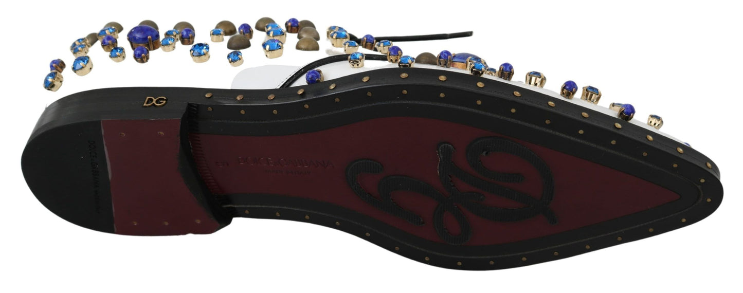 Елегантні білі шкіряні туфлі Dolce &amp; Gabbana з кристалами
