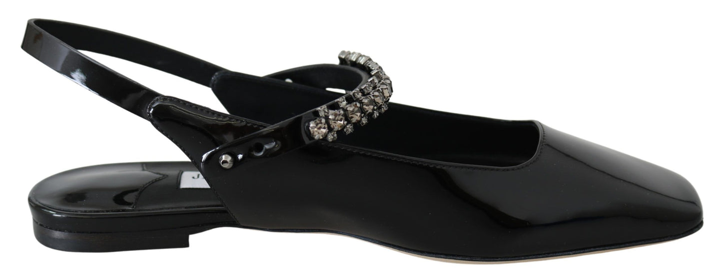Елегантні чорні лаковані балетки Jimmy Choo з кристалічним акцентом