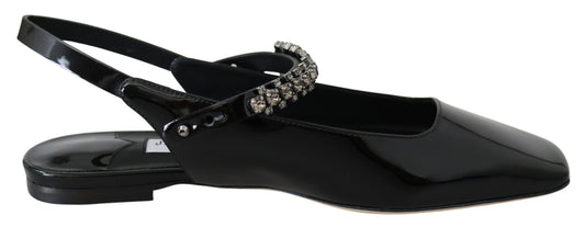 Елегантні чорні лаковані балетки Jimmy Choo з кристалічним акцентом