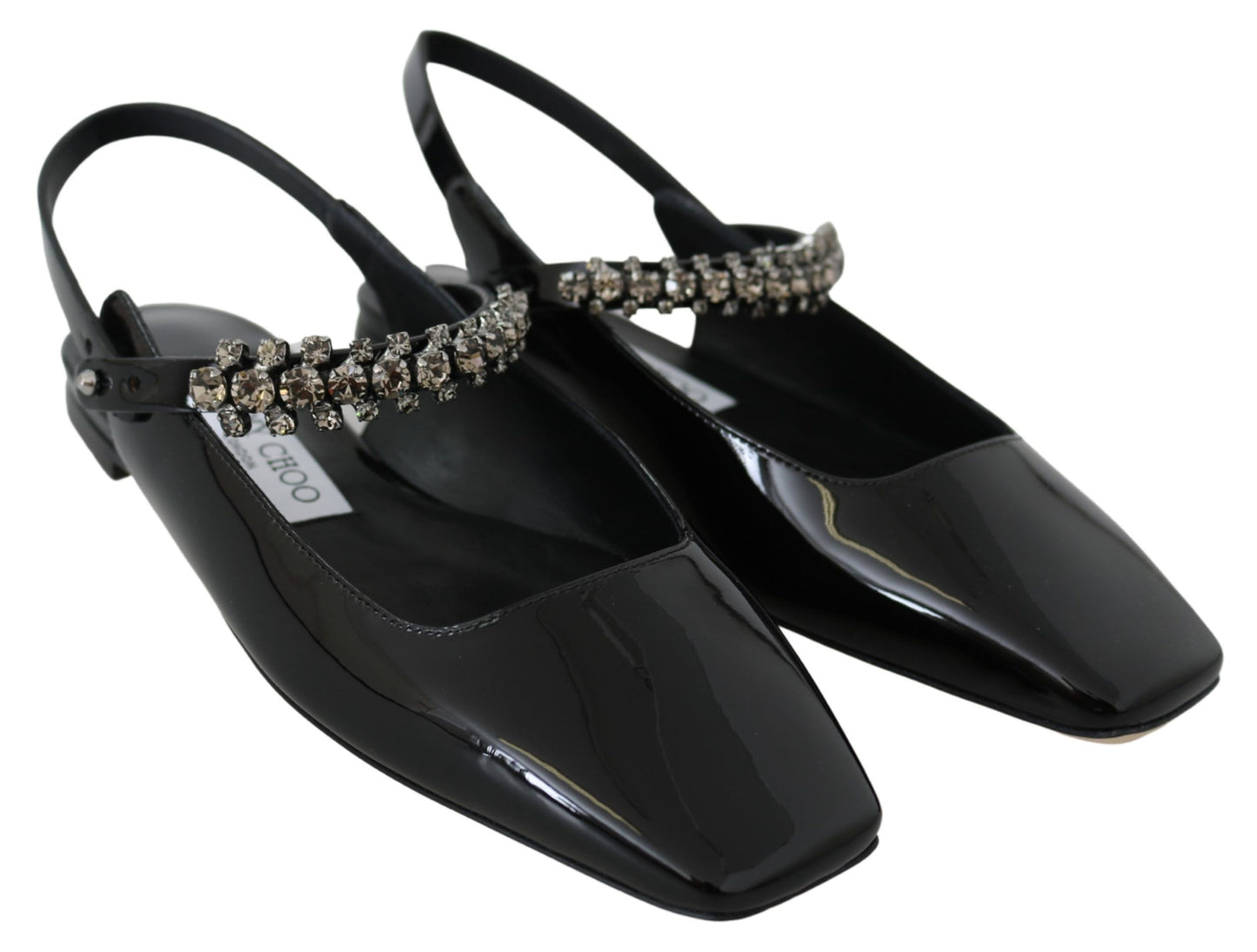 Елегантні чорні лаковані балетки Jimmy Choo з кристалічним акцентом