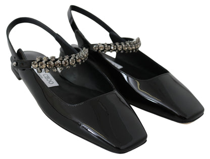 Елегантні чорні лаковані балетки Jimmy Choo з кристалічним акцентом