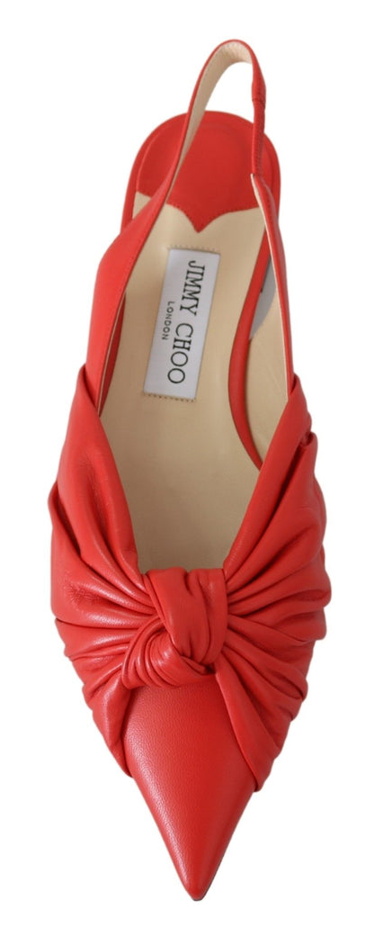 Шикарні червоні шкіряні балетки Jimmy Choo з гострим носком