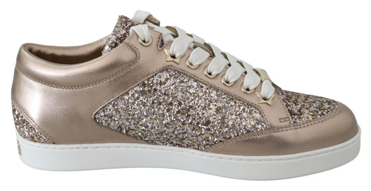 Рожеві блискучі шкіряні кросівки Jimmy Choo Ballet